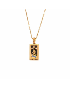 Vintage Style Star Rectangle Stainless Steel Plating Inlay Rhinestones Zircon 18K Gold Plated Pendant Necklace