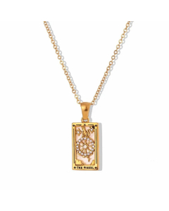 Vintage Style Star Rectangle Stainless Steel Plating Inlay Rhinestones Zircon 18K Gold Plated Pendant Necklace
