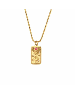 Vintage Style Star Rectangle Stainless Steel Plating Inlay Rhinestones Zircon 18K Gold Plated Pendant Necklace