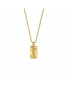 Vintage Style Star Rectangle Stainless Steel Plating Inlay Rhinestones Zircon 18K Gold Plated Pendant Necklace