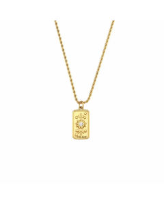 Vintage Style Star Rectangle Stainless Steel Plating Inlay Rhinestones Zircon 18K Gold Plated Pendant Necklace