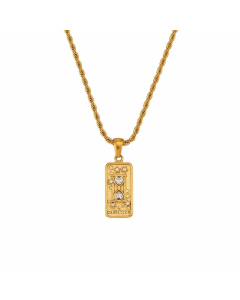 Vintage Style Star Rectangle Stainless Steel Plating Inlay Rhinestones Zircon 18K Gold Plated Pendant Necklace