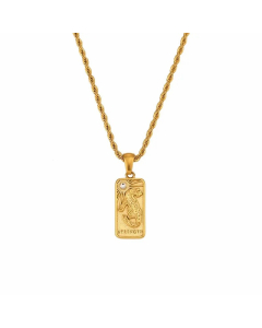 Vintage Style Star Rectangle Stainless Steel Plating Inlay Rhinestones Zircon 18K Gold Plated Pendant Necklace