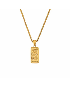 Vintage Style Star Rectangle Stainless Steel Plating Inlay Rhinestones Zircon 18K Gold Plated Pendant Necklace