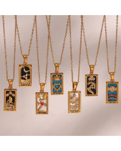 Vintage Style Star Rectangle Stainless Steel Plating Inlay Rhinestones Zircon 18K Gold Plated Pendant Necklace_colorza_1