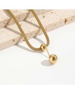 Vintage Style Streetwear Round Stainless Steel Polishing Plating 14K Gold Plated Pendant Necklace