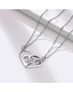 MAMA Simple Style Letter Stainless Steel Inlay Zircon Pendant Necklace