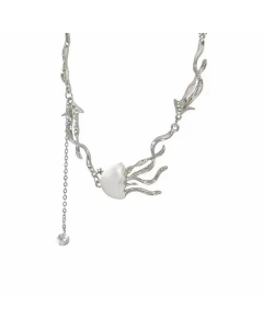 INS Style Sweet Jellyfish Alloy Steel Plating Inlay Resin Zircon Necklace