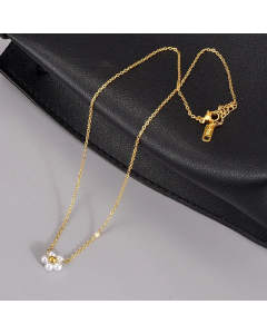 Retro Preppy Style Roman Style Flower Petal Titanium Steel Plating Inlay Artificial Pearls 18K Gold Plated Pendant Necklace