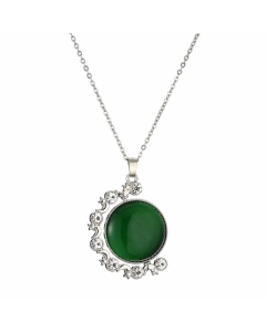 Ethnic Style Round Stainless Steel Plating Inlay Natural Stone Pendant Necklace