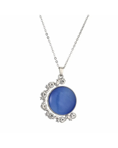 Ethnic Style Round Stainless Steel Plating Inlay Natural Stone Pendant Necklace