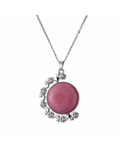 Ethnic Style Round Stainless Steel Plating Inlay Natural Stone Pendant Necklace