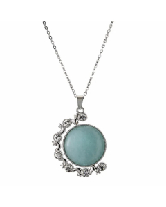 Ethnic Style Round Stainless Steel Plating Inlay Natural Stone Pendant Necklace