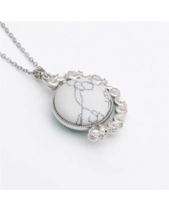 Ethnic Style Round Stainless Steel Plating Inlay Natural Stone Pendant Necklace