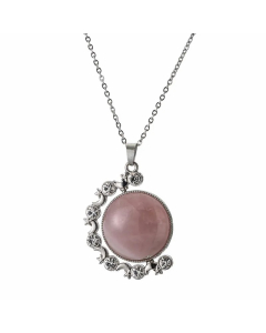 Ethnic Style Round Stainless Steel Plating Inlay Natural Stone Pendant Necklace
