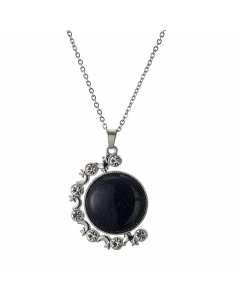 Ethnic Style Round Stainless Steel Plating Inlay Natural Stone Pendant Necklace