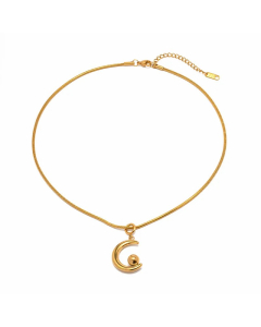Retro Streetwear Moon Stainless Steel Plating 18K Gold Plated Pendant Necklace