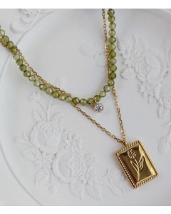 Elegant Simple Style Geometric Titanium Steel Plating Inlay Zircon 18K Gold Plated Pendant Necklace