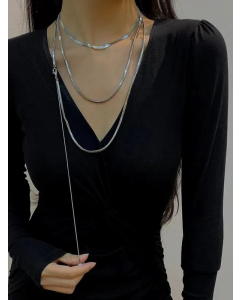 Simple Style Solid Color Titanium Steel Layered Necklaces