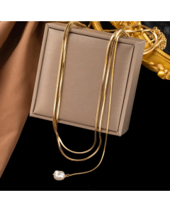 Simple Style Solid Color Titanium Steel Layered Necklaces
