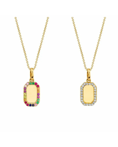 Retro Square Titanium Steel Plating Inlay Rhinestones 18K Gold Plated Pendant Necklace_colorza_4