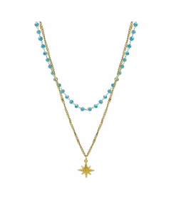 Vintage Style Star Stainless Steel Beaded Metal Plating Gold Plated Layered Necklaces