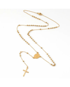 Ethnic Style Cross Stainless Steel Beaded Pendant Necklace