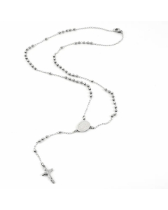 Ethnic Style Cross Stainless Steel Beaded Pendant Necklace