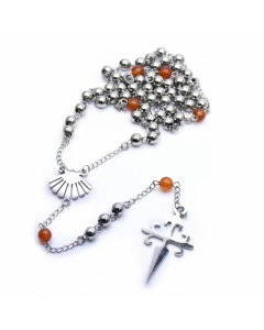 Ethnic Style Cross Stainless Steel Beaded Pendant Necklace