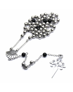 Ethnic Style Cross Stainless Steel Beaded Pendant Necklace
