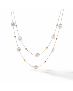 Elegant Irregular Titanium Steel Pearl Plating 18K Gold Plated Layered Necklaces