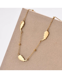 Elegant Simple Style Feather Stainless Steel Polishing Patchwork Plating 14K Gold Plated Necklace