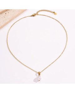 Casual Simple Style Geometric Stainless Steel Artificial Pearl Plating 14K Gold Plated Pendant Necklace