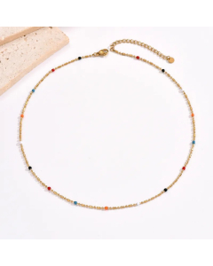 Simple Style Colorful Stainless Steel Epoxy Plating 14K Gold Plated Necklace