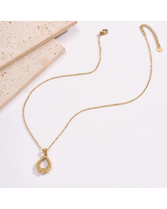 Simple Style Water Droplets Stainless Steel Polishing Plating 14K Gold Plated Pendant Necklace