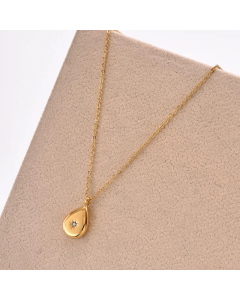 Simple Style Star Water Droplets Stainless Steel Plating Inlay Rhinestones 14K Gold Plated Pendant Necklace