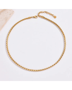 Hip-Hop Simple Style Solid Color Stainless Steel Plating 14K Gold Plated Necklace