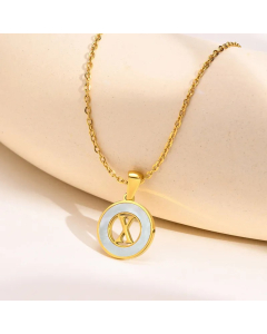 Letter X Stainless Steel Plating Hollow Out Inlay Shell 18K Gold Plated Necklace Pendant