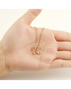 Simple Style Butterfly Stainless Steel Titanium Steel Inlay Zircon Pendant Necklace