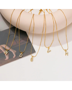 INS Style Simple Style Letter Stainless Steel Plating Inlay Zircon 18K Gold Plated Necklace Pendant