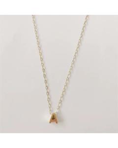Letter A Titanium Steel Plating 14K Gold Plated Pendant Necklace