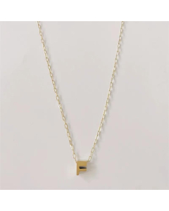 Letter F Titanium Steel Plating 14K Gold Plated Pendant Necklace