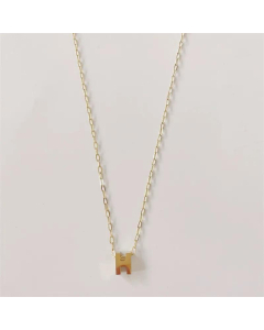 Letter H Titanium Steel Plating 14K Gold Plated Pendant Necklace