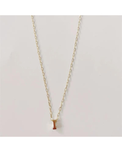 Letter I Titanium Steel Plating 14K Gold Plated Pendant Necklace