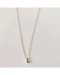 Letter J Titanium Steel Plating 14K Gold Plated Pendant Necklace
