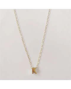 Letter K Titanium Steel Plating 14K Gold Plated Pendant Necklace