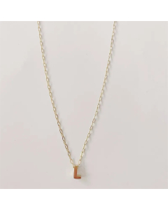 Letter L Titanium Steel Plating 14K Gold Plated Pendant Necklace