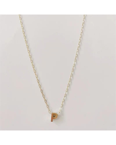 Letter P Titanium Steel Plating 14K Gold Plated Pendant Necklace
