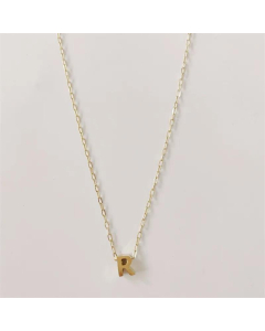 Letter R Titanium Steel Plating 14K Gold Plated Pendant Necklace