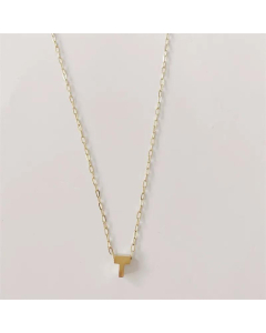 Letter T Titanium Steel Plating 14K Gold Plated Pendant Necklace